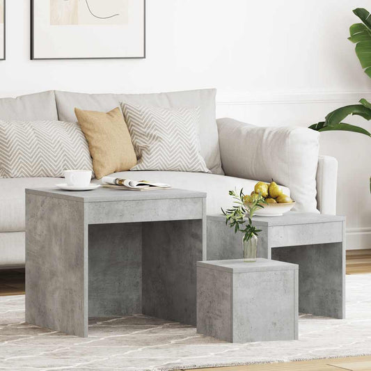 vidaXL Nesting Tables 3 pcs Concrete Grey Engineered Wood