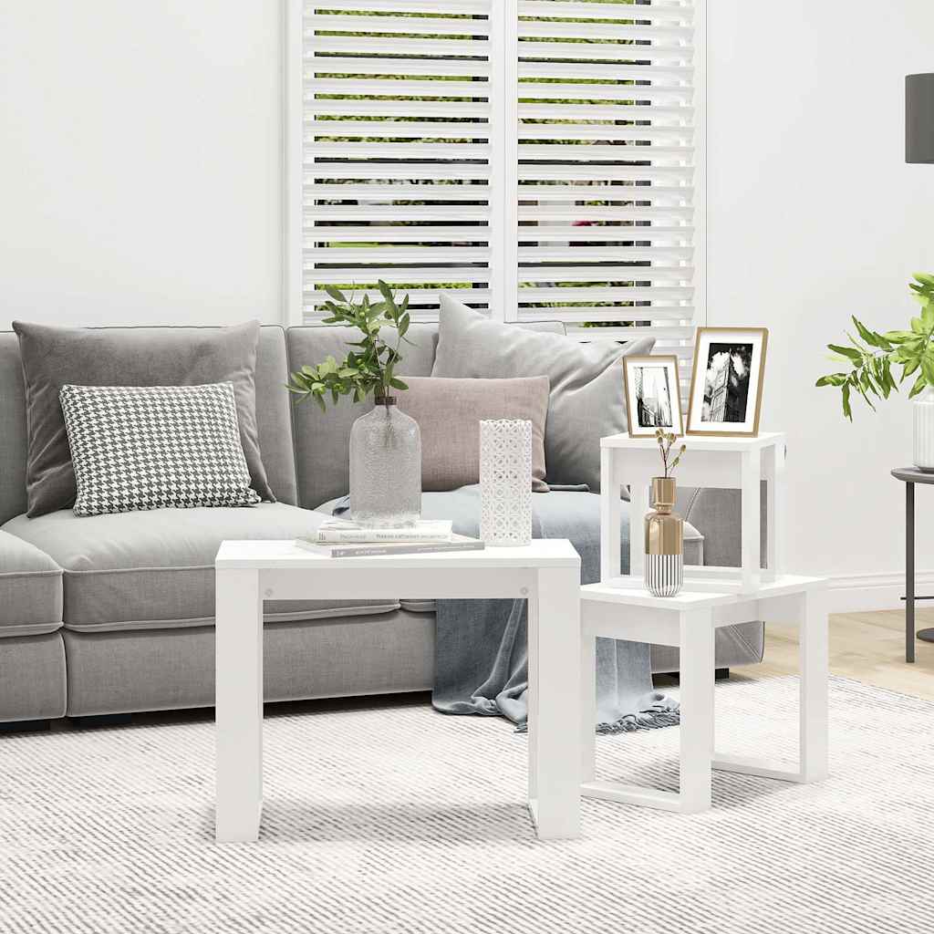 808603 vidaXL Nesting Tables 3 pcs White Engineered Wood