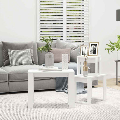 808603 vidaXL Nesting Tables 3 pcs White Engineered Wood
