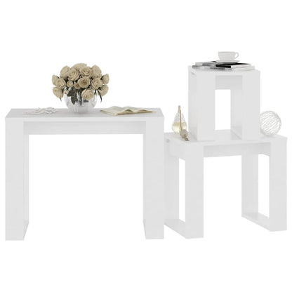 808603 vidaXL Nesting Tables 3 pcs White Engineered Wood