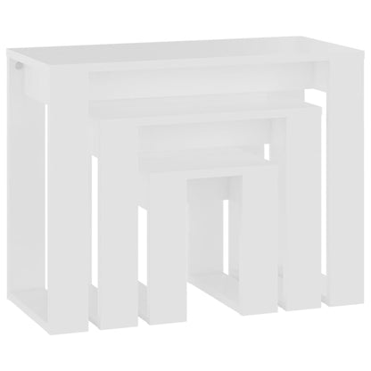 808603 vidaXL Nesting Tables 3 pcs White Engineered Wood