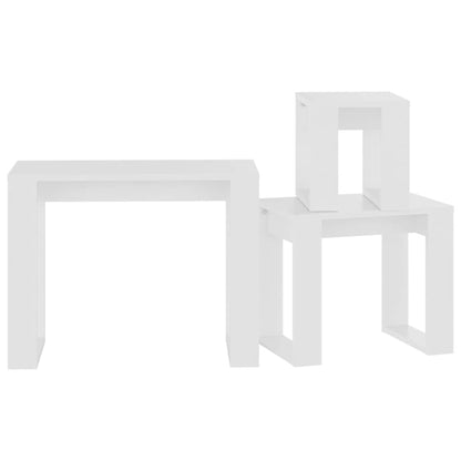 808603 vidaXL Nesting Tables 3 pcs White Engineered Wood