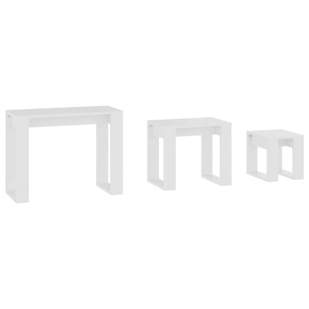 808603 vidaXL Nesting Tables 3 pcs White Engineered Wood