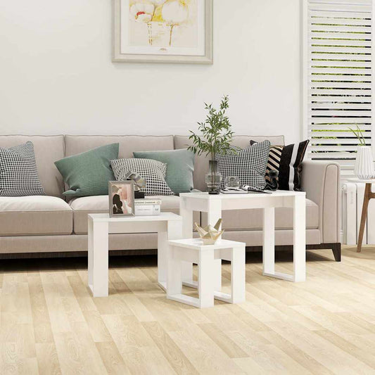 808603 vidaXL Nesting Tables 3 pcs White Engineered Wood