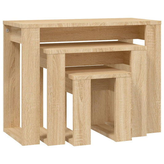 808606 vidaXL Nesting Tables 3 pcs Sonoma Oak Engineered Wood