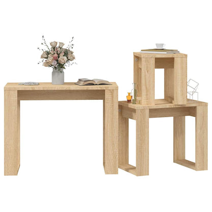 808606 vidaXL Nesting Tables 3 pcs Sonoma Oak Engineered Wood