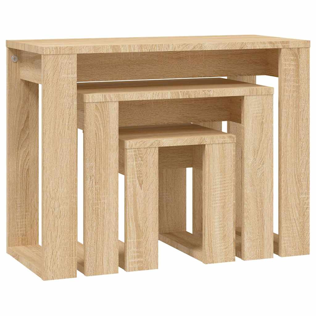 808606 vidaXL Nesting Tables 3 pcs Sonoma Oak Engineered Wood
