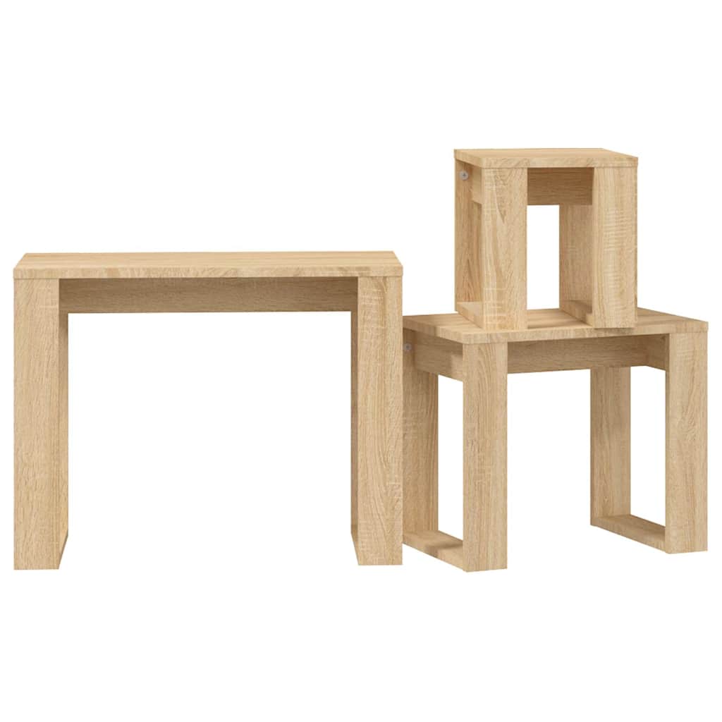 808606 vidaXL Nesting Tables 3 pcs Sonoma Oak Engineered Wood