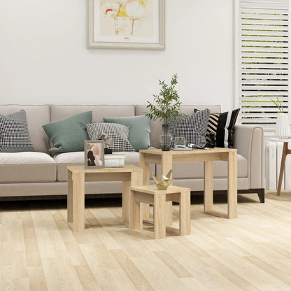 808606 vidaXL Nesting Tables 3 pcs Sonoma Oak Engineered Wood