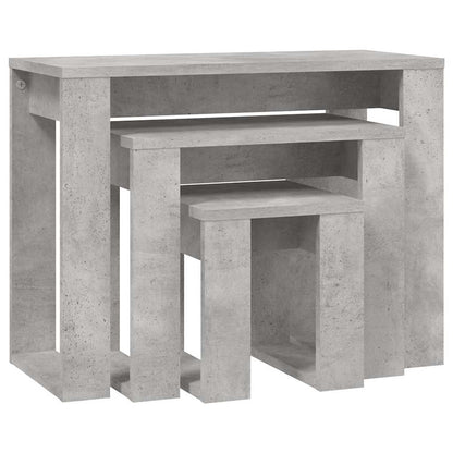 808607 vidaXL Nesting Tables 3 pcs Concrete Grey Engineered Wood