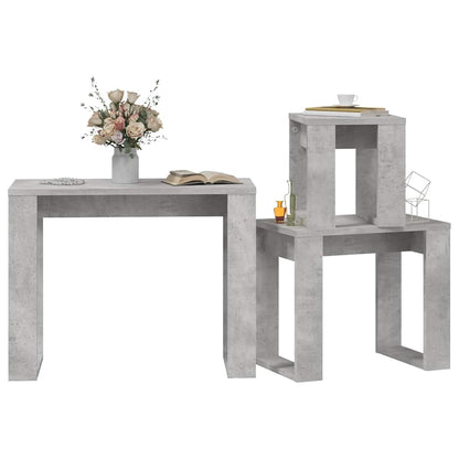 808607 vidaXL Nesting Tables 3 pcs Concrete Grey Engineered Wood