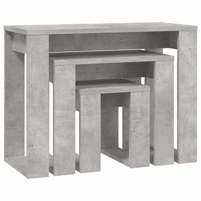 808607 vidaXL Nesting Tables 3 pcs Concrete Grey Engineered Wood
