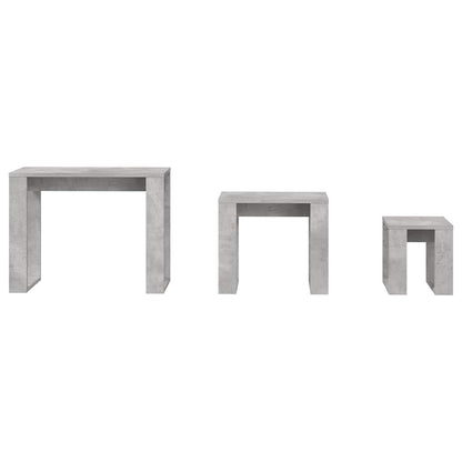 808607 vidaXL Nesting Tables 3 pcs Concrete Grey Engineered Wood