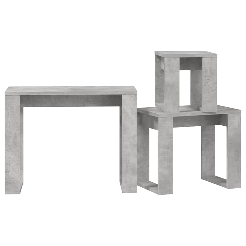 808607 vidaXL Nesting Tables 3 pcs Concrete Grey Engineered Wood