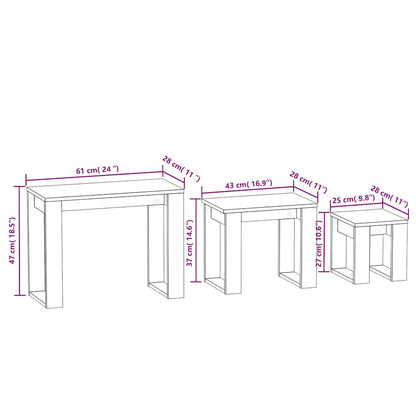 808607 vidaXL Nesting Tables 3 pcs Concrete Grey Engineered Wood