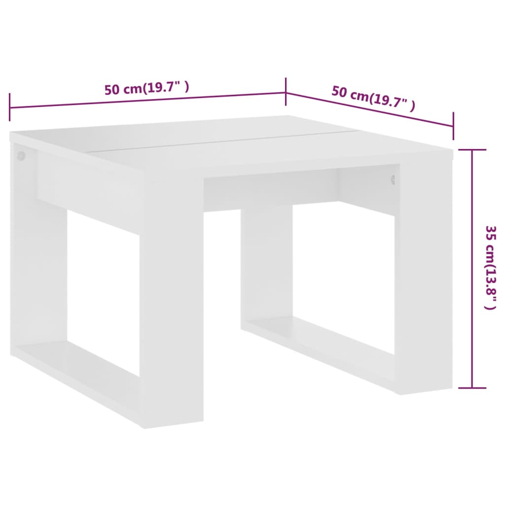 808621 vidaXL Side Table White 50x50x35 cm Engineered Wood