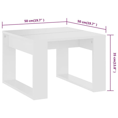 808621 vidaXL Side Table White 50x50x35 cm Engineered Wood