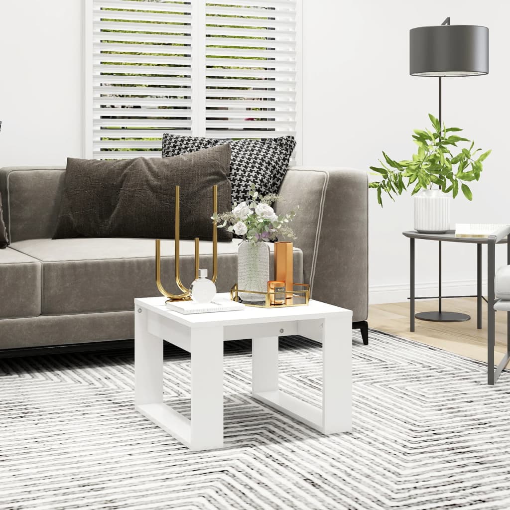 808621 vidaXL Side Table White 50x50x35 cm Engineered Wood