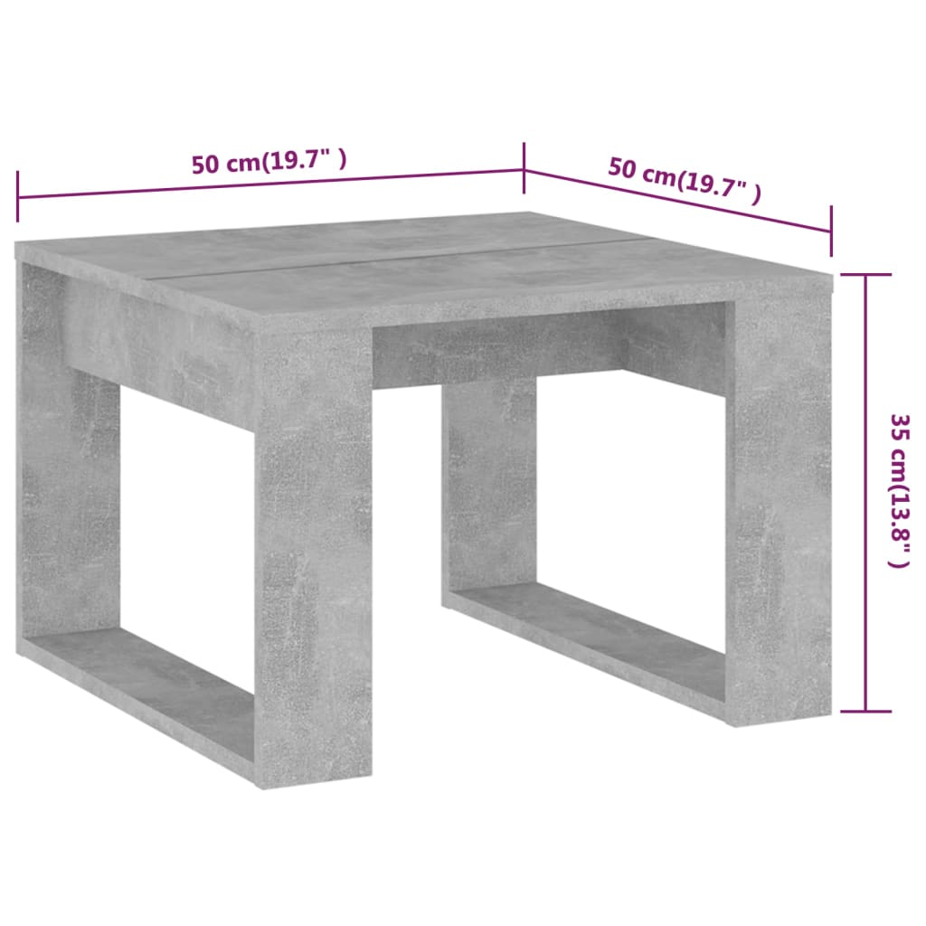 808625 vidaXL Side Table Concrete Grey 50x50x35 cm Engineered Wood