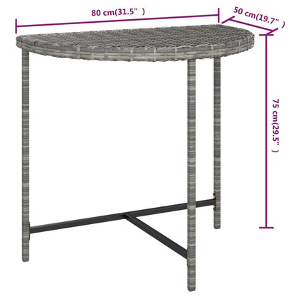 vidaXL Garden Table Grey 80x50x75 cm Poly Rattan