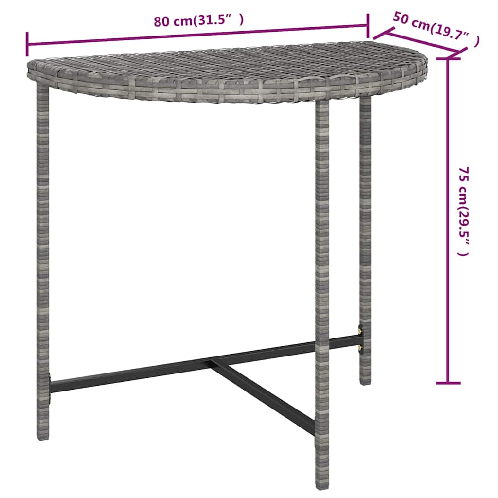 316655 vidaXL Garden Table Grey 80x50x75 cm Poly Rattan