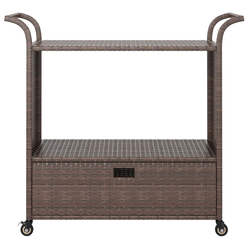 vidaXL Bar Cart with Drawer Brown 100x45x97 cm Poly Rattan