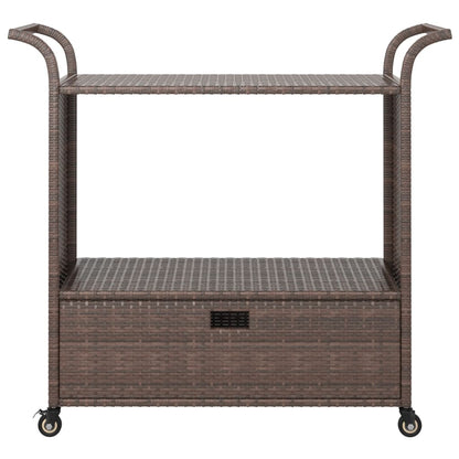 vidaXL Bar Cart with Drawer Brown 100x45x97 cm Poly Rattan