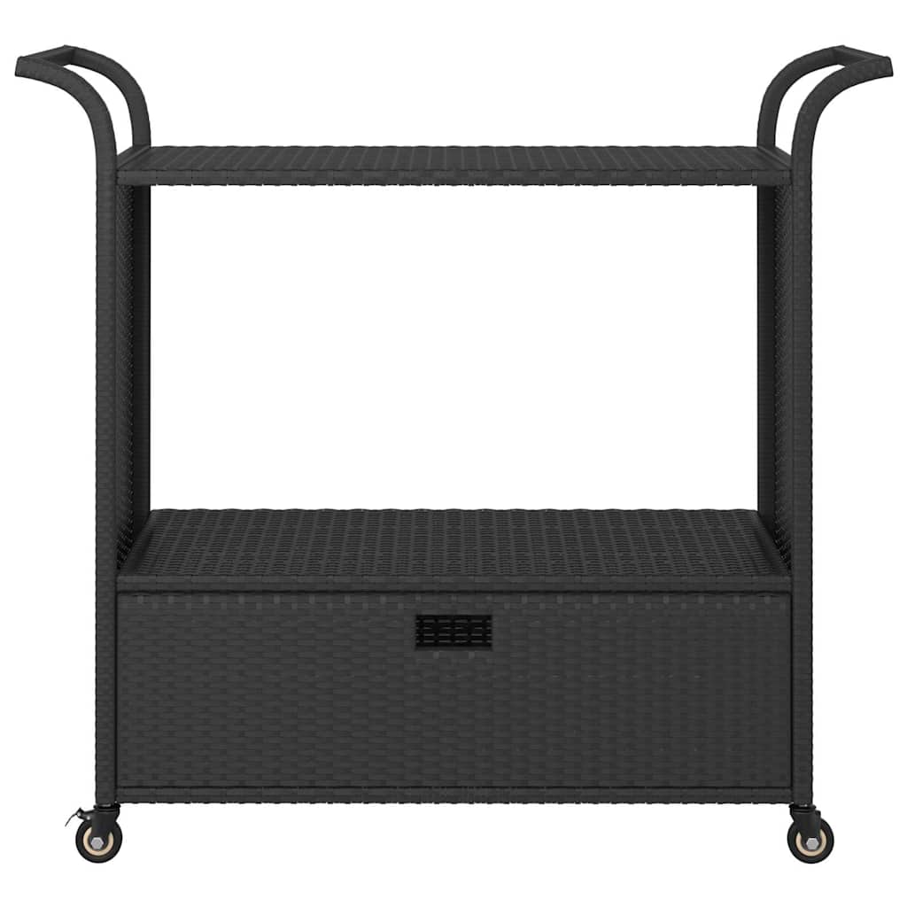 vidaXL Bar Cart with Drawer Black 100x45x97 cm Poly Rattan