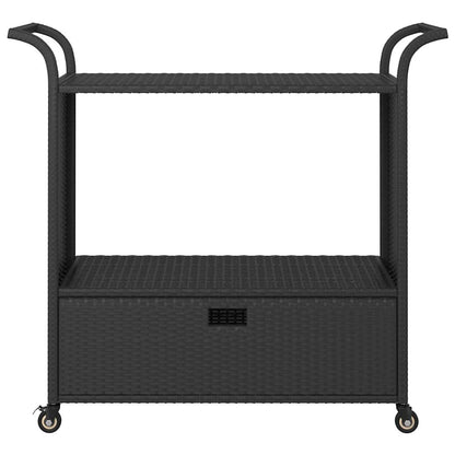 vidaXL Bar Cart with Drawer Black 100x45x97 cm Poly Rattan