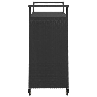 vidaXL Bar Cart with Drawer Black 100x45x97 cm Poly Rattan