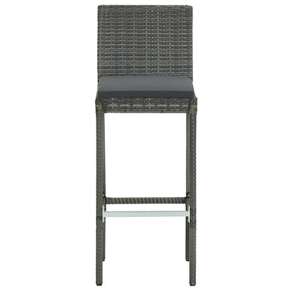 vidaXL Garden Bar Stools with Cushions 4 pcs Grey Poly Rattan