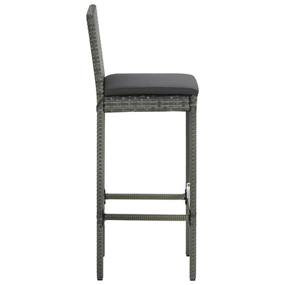 vidaXL Garden Bar Stools with Cushions 4 pcs Grey Poly Rattan