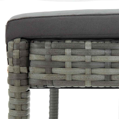 vidaXL Garden Bar Stools with Cushions 4 pcs Grey Poly Rattan