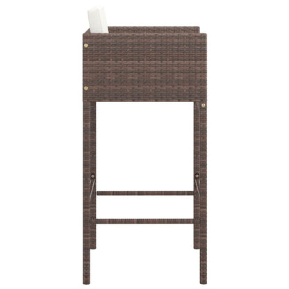 vidaXL Bar Stools 2 pcs with Cushions Brown Poly Rattan