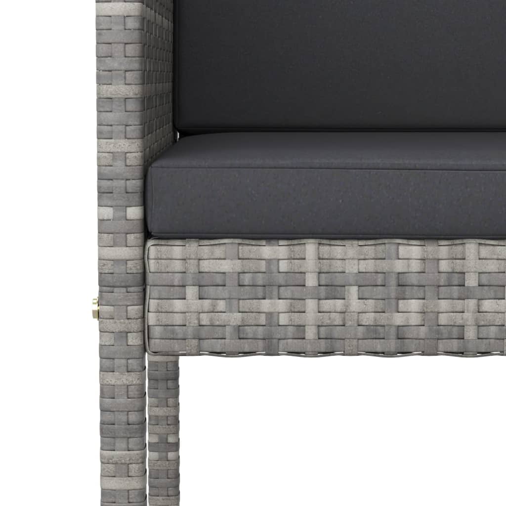 vidaXL Bar Stools with Cushions 2 pcs Grey Poly Rattan