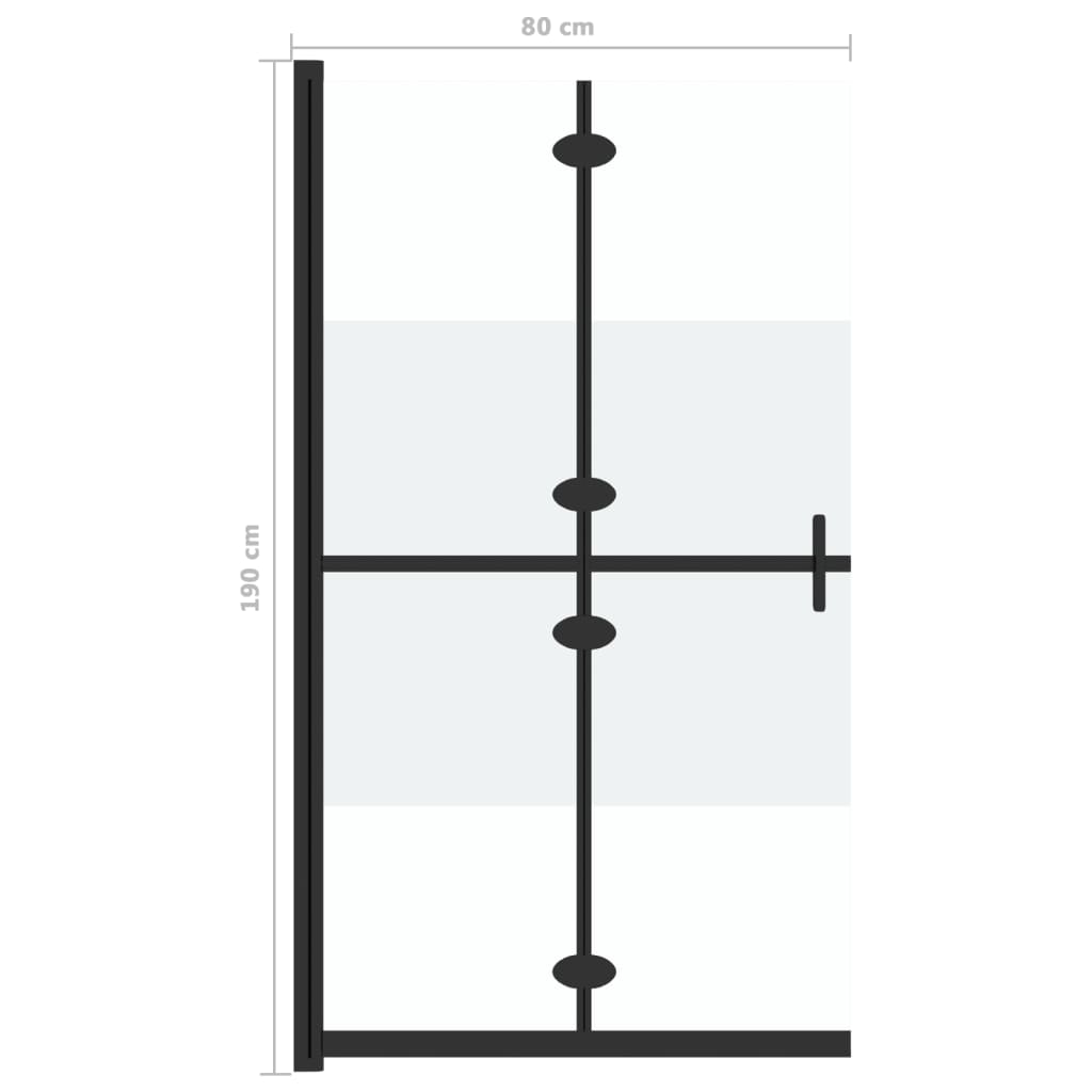 vidaXL Foldable Walk-in Shower Wall Half Frosted ESG Glass 80x190 cm