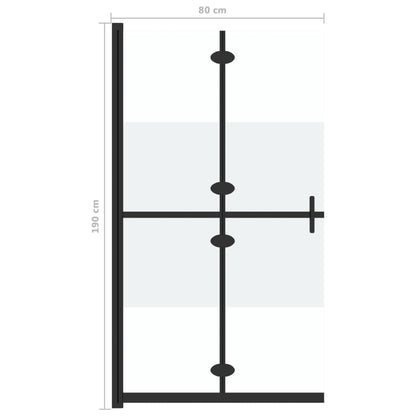 vidaXL Foldable Walk-in Shower Wall Half Frosted ESG Glass 80x190 cm