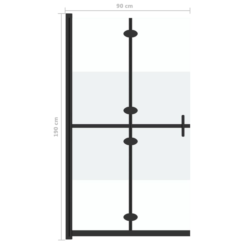 vidaXL Foldable Walk-in Shower Wall Half Frosted ESG Glass 90x190 cm