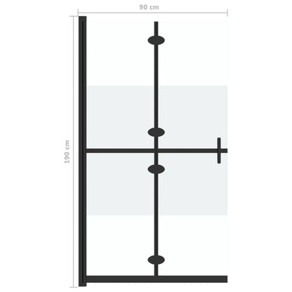 vidaXL Foldable Walk-in Shower Wall Half Frosted ESG Glass 90x190 cm