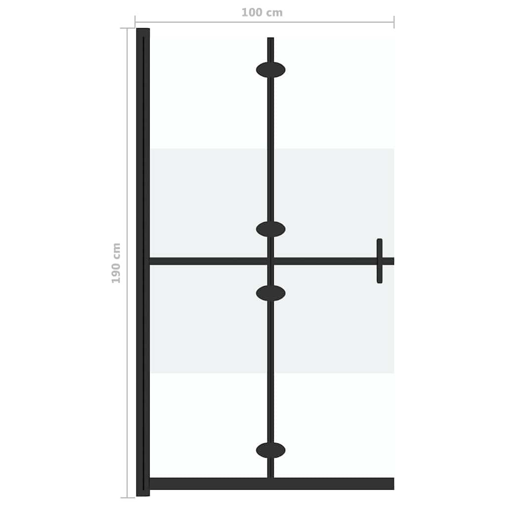 vidaXL Foldable Walk-in Shower Wall Half Frosted ESG Glass 100x190 cm