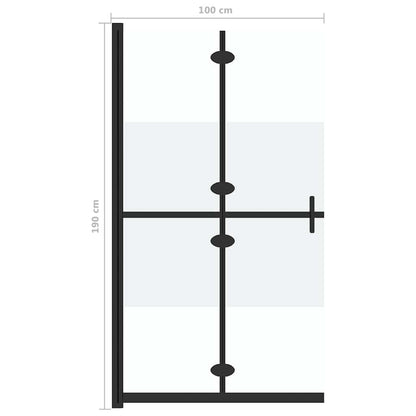 vidaXL Foldable Walk-in Shower Wall Half Frosted ESG Glass 100x190 cm