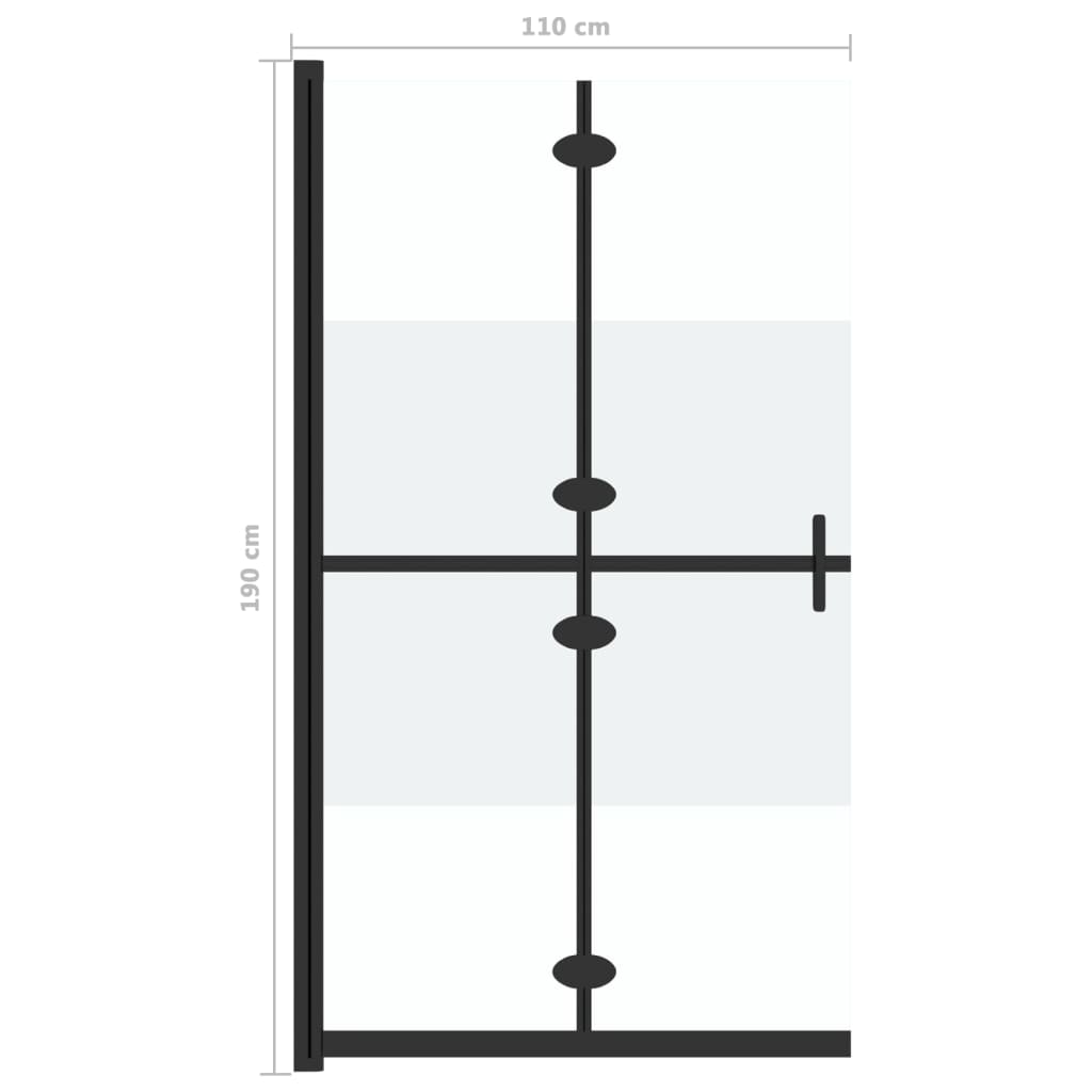 vidaXL Foldable Walk-in Shower Wall Half Frosted ESG Glass 110x190 cm