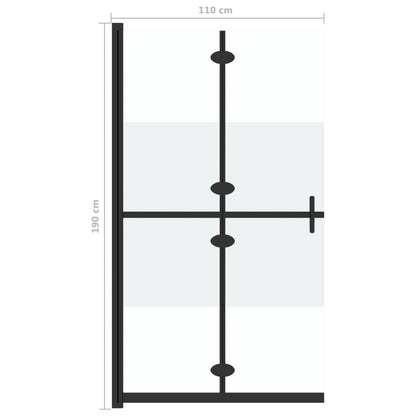 vidaXL Foldable Walk-in Shower Wall Half Frosted ESG Glass 110x190 cm
