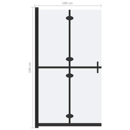 vidaXL Foldable Walk-in Shower Wall Frosted ESG Glass 100x190 cm