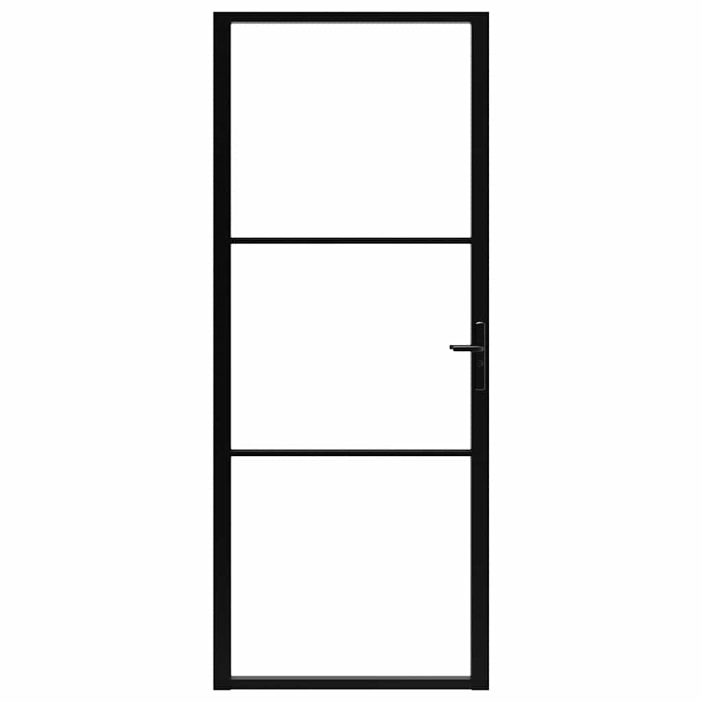 vidaXL Interior Door ESG Glass and Aluminium 93x201,5 cm Black