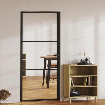 vidaXL Interior Door ESG Glass and Aluminium 93x201,5 cm Black
