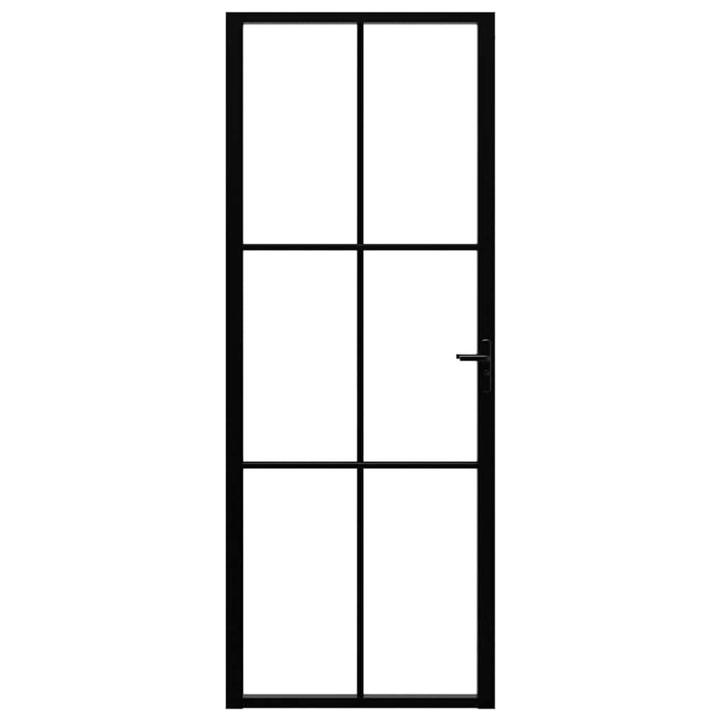 vidaXL Interior Door ESG Glass and Aluminium 76x201.5 cm Black