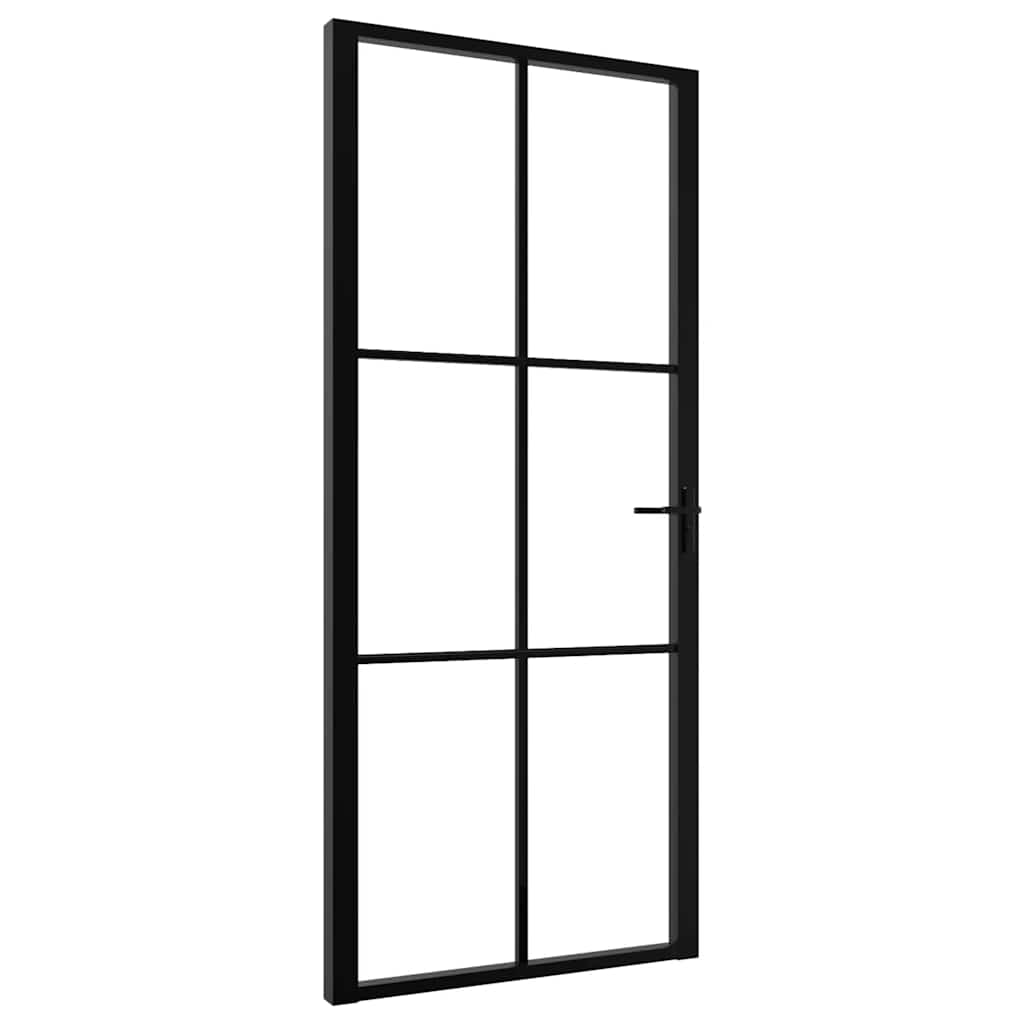 vidaXL Interior Door ESG Glass and Aluminium 93x201,5 cm Black