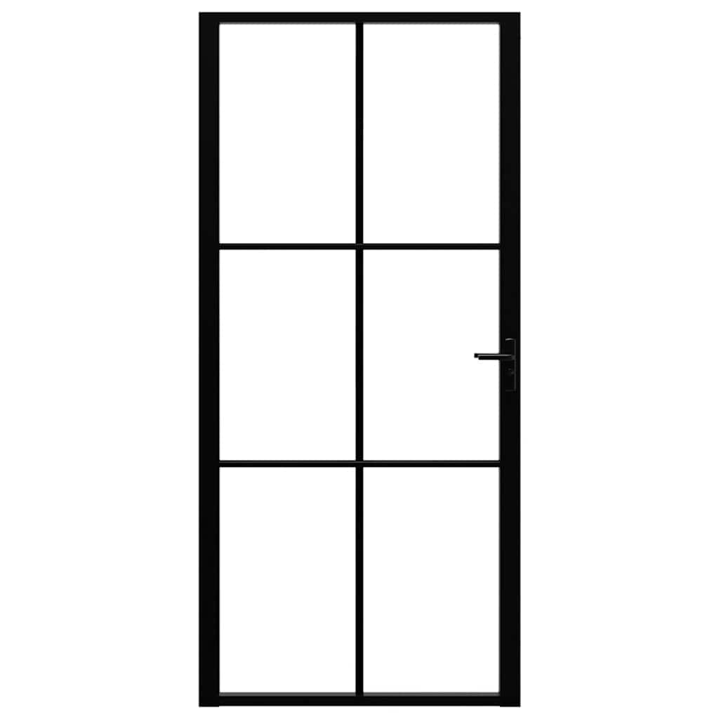 vidaXL Interior Door ESG Glass and Aluminium 93x201,5 cm Black