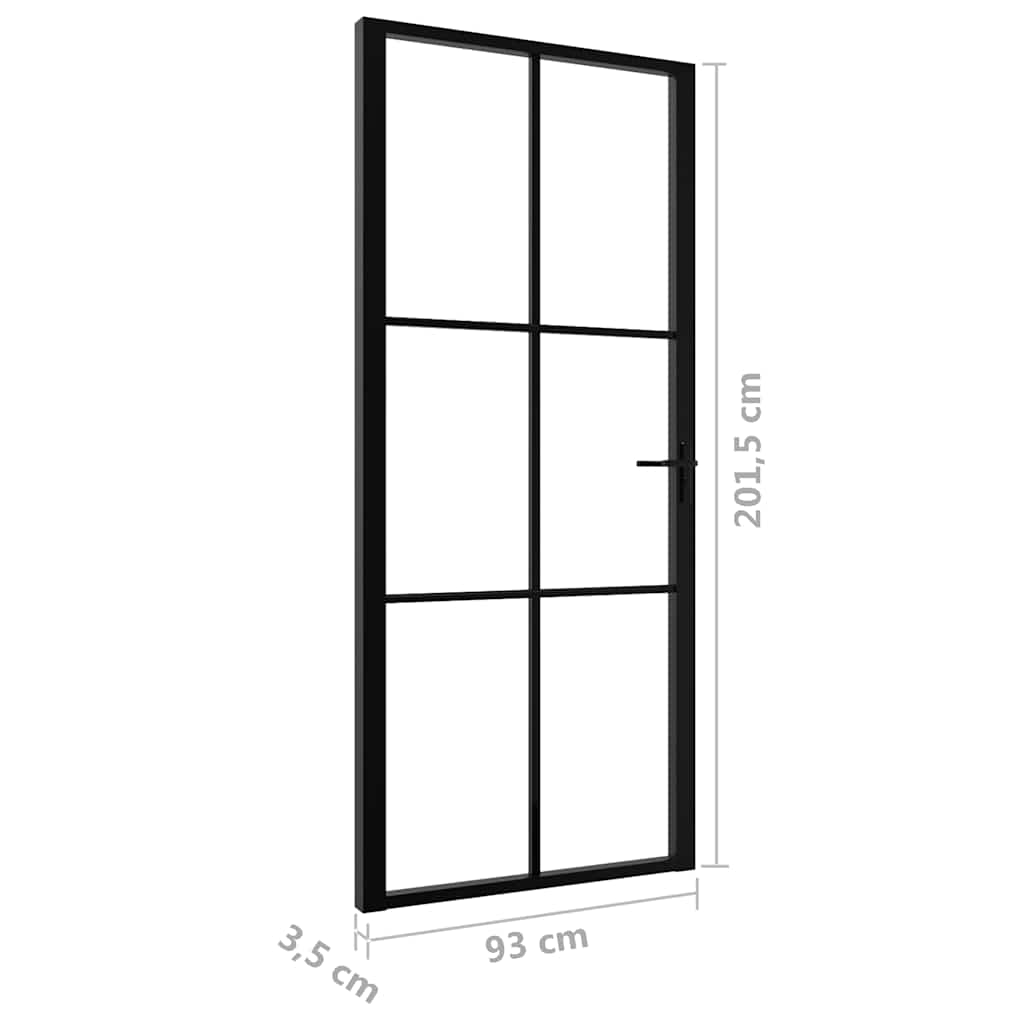 vidaXL Interior Door ESG Glass and Aluminium 93x201,5 cm Black